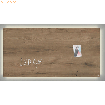 Sigel Glasmagnetboard artverum LED light Design Natural-Wood 910x460x1