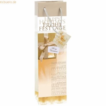 5 x Sigel Geschenktasche Golden Shimmer Bottle B100x H350x T80mm gold