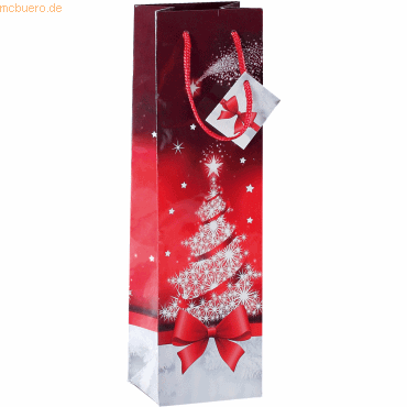 5 x Sigel Geschenktasche Sparkling Tree Bottle 10x35x8cm