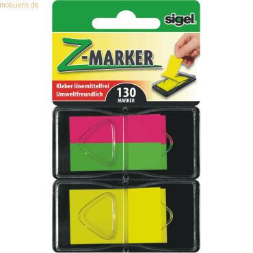 12 x Sigel Z-Marker Neon 2x 12x45mm 1x25x45mm 130 Blatt neonrot neongr