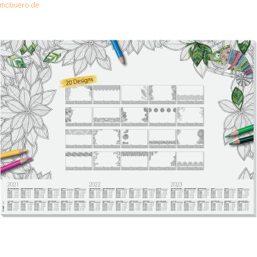 Sigel Kalender-Schreibunterlage Adult Coloring 20 Blatt zum Ausmalen K