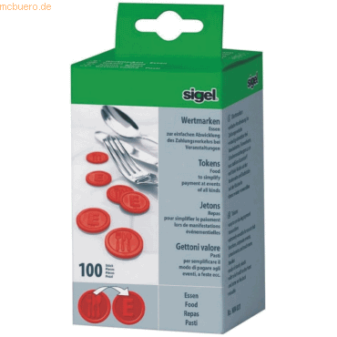 Sigel Wertmarken Essen 25mm rot VE=100 Stck
