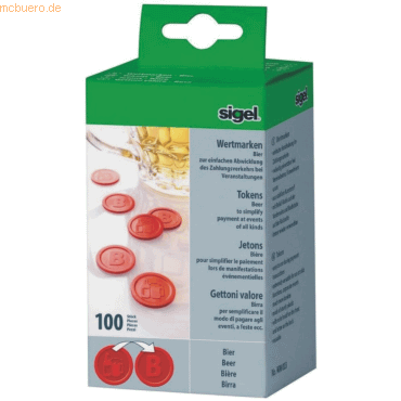 Sigel Wertmarken Bier 25mm rot VE=100 Stck