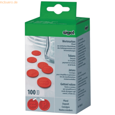 Sigel Wertmarken Pfand 25mm rot VE=100 Stck