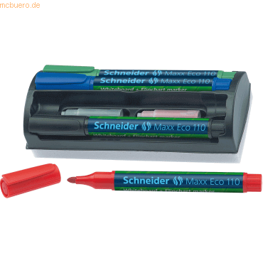 Schneider Whiteboardmarker Maxx Kit mit Wischer Streifen und Patronen