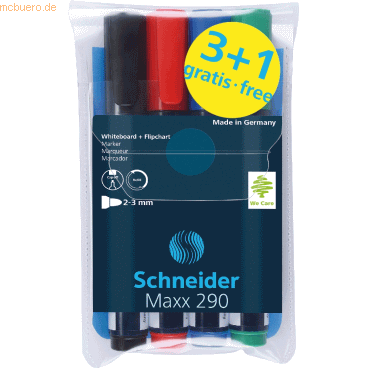 Schneider Board-Marker Maxx 290 nachfüllbar 2-3 mm sortiert 4er Etui