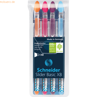 Schneider Kugelschreiber Slider Basic XB Colours 4-er Etui orange viol
