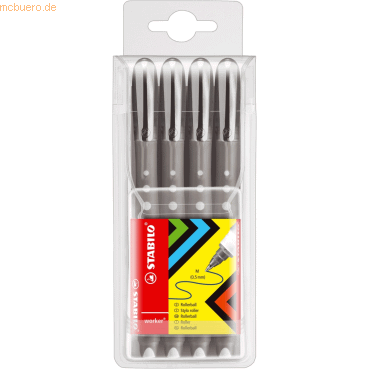 5 x Stabilo Tintenroller worker colorful schwarz Etui mit 4 Stiften