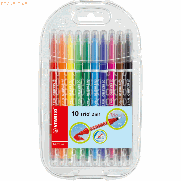 6 x Stabilo Fasermaler und Fineliner in einem Trio 2 in 1 Etui Upgrade