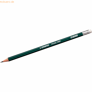 12 x Stabilo Bleistift mit Radierer Othello HB grn mit Streifen