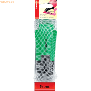 10 x Stabilo Textmarker Neon grn Netz mit 3 Stiften