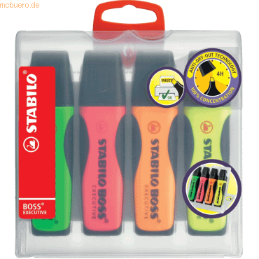 5 x Stabilo Textmarker Boss Executive Etui mit 4 Stiften