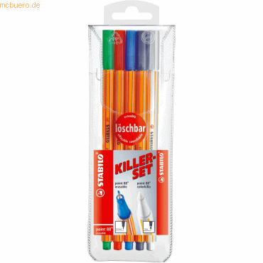 10 x Stabilo Fineliner und Lscher point 88 Killerset-Etui, mit 4 Stif