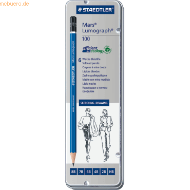 Staedtler Bleistift Mars Lumograph 19 Hrtegrade Metalletui