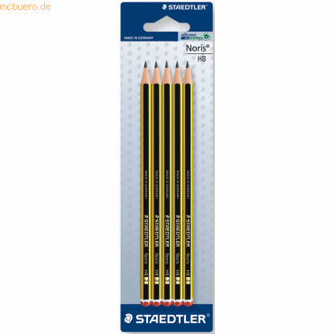 Staedtler Bleistift Noris 120 HB gelb-schwarz 5 Stck auf Blisterkarte