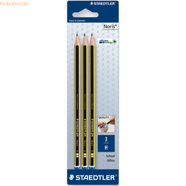 10 x Staedtler Bleistift Noris B, HB, H auf Blisterkarte