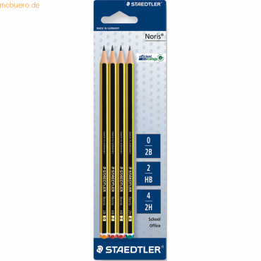 10 x Staedtler Bleistift Noris B, HB, H auf Blisterkarte