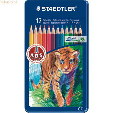 10 x Staedtler Farbstift Noris Club 12 Farben im Metalletui