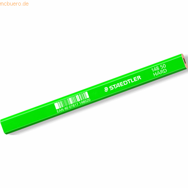 12 x Staedtler Zimmermannsbleistift hart grn oval/sechskant 175mm