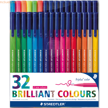 10 x Staedtler Fasermaler triplus color Klarsichtbox mit 32 Farben