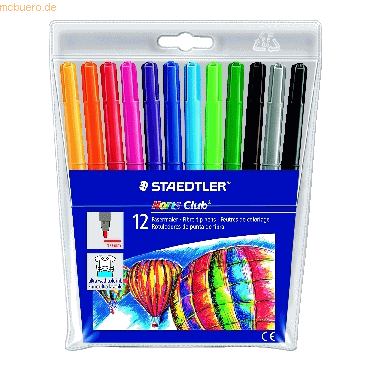12 x Staedtler Fasermaler Noris Club 12 Farben