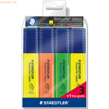 10 x Staedtler Textmarker Textsurfer classic farbig sortiert VE=4 Stüc