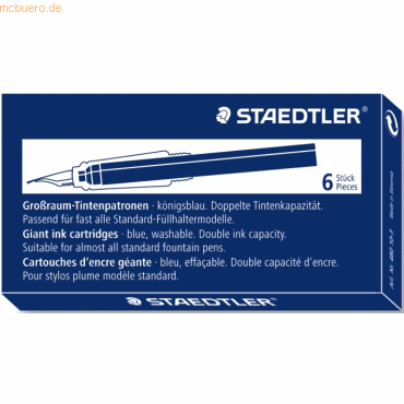 5 x Staedtler Tintenpatrone Standard-Format Groraum knigsblau VE=6 S