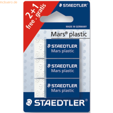 10 x Staedtler Radierer Mars plastic PVC 49x19x13mm weiß VE=3 Stück
