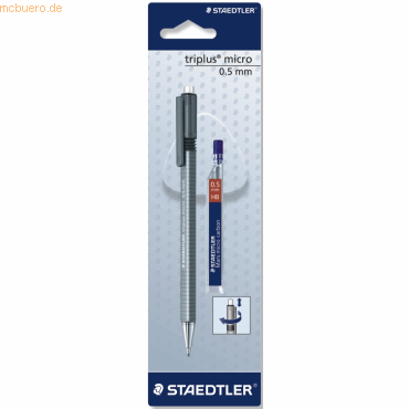 10 x Staedtler Druckbleistift triplus micro 0,5mm B grau + Minen auf B