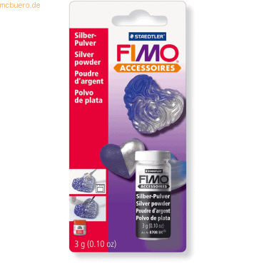 5 x Staedtler Metallic-Pulver Fimo silber Glasfläschen 3g