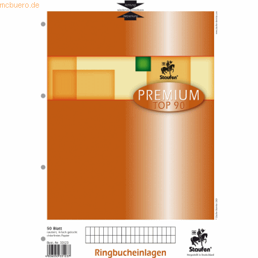 10 x Staufen Ringbucheinlagen Premium A4 50 Blatt rautiert