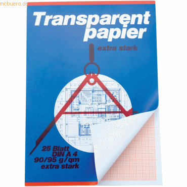 5 x Staufen Transparentpapierblock A4 90/95g/qm 25 Blatt