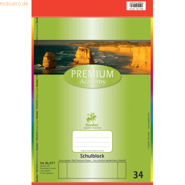 10 x Staufen Schulblock Premium A4 50 Blatt blanko beidseitig Rand
