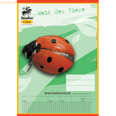 10 x Staufen Arbeitsblock A4 50 Blatt 4fach gelocht beidseitig kariert