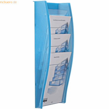Styro Wandprospekthalter styrodisplay A4 Kunststoff 4 Fcher lagoon