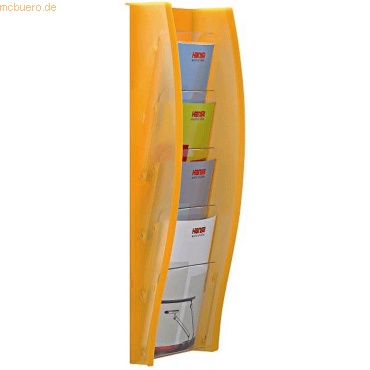 Styro Wandprospekthalter styrodisplay A5 Kunststoff 4 Fcher mandarin