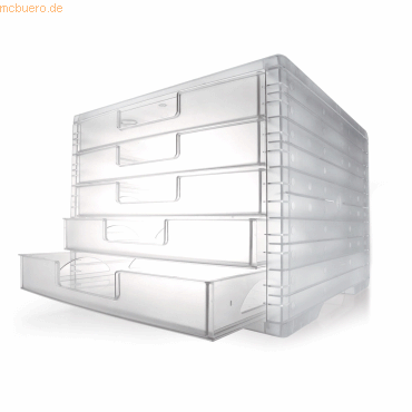 Styro Schubladenbox LightBox A4 5 Fcher transluzent transparent