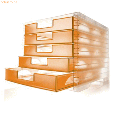 Styro Schubladenbox LightBox A4 5 Fcher transluzent mandarin