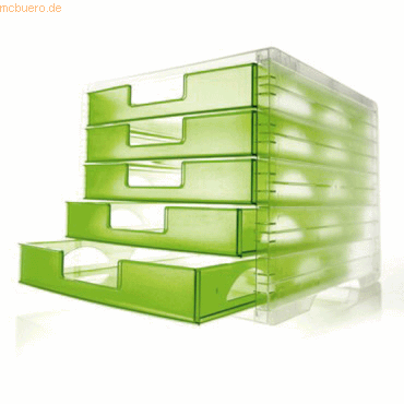 Styro Schubladenbox LightBox A4 5 Fcher transluzent kiwi