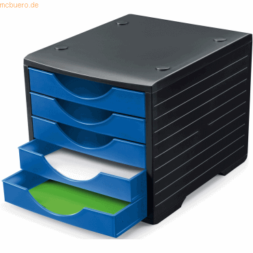 Styro Schubladenbox stryogreenbox A4 5 Fcher schwarzZblau