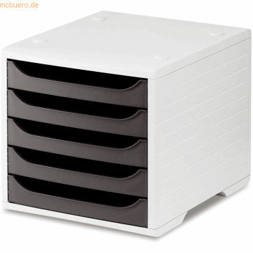 Styro Schubladenbox styrobox A4 5 Fcher schwarz/grau