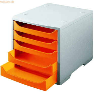 Styro Schubladenbox styrobox A4 5 Fcher mandarin/grau