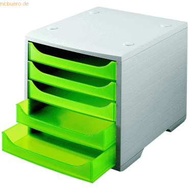 Styro Schubladenbox styrobox A4 5 Fcher kiwi/grau