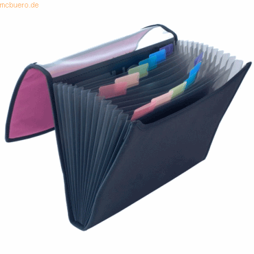 Dufco Fchermappe Soft Touch A4 Nylon 13 Fcher himbeer/schwarz