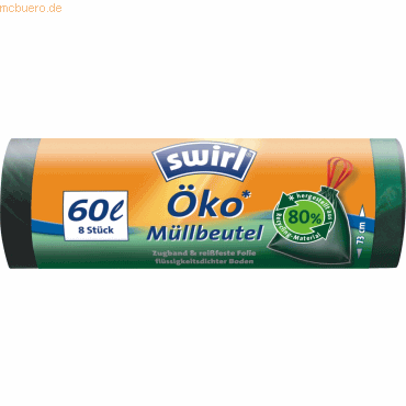Swirl Mllbeutel 60l mit Zugband anthrazit VE=8 Stck