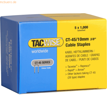 Tacwise Kabelklammern CT-45/10mm mit gegenstzlichen Spitzen verzinkt