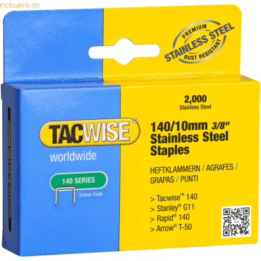 Tacwise Heftklammern 140/10mm Edestahl VE=2000 Stck