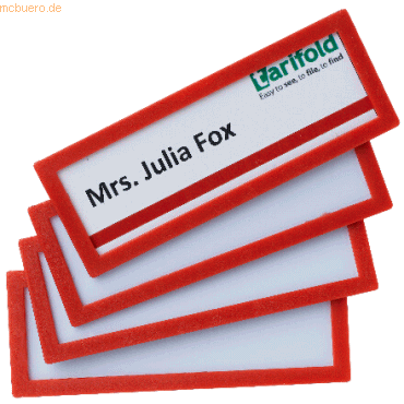 5 x Tarifold Inforahmen 120X45mm magnetisch Kunststoff 4 Stck rot