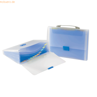 Tarifold Fchermappe A4 PP 13 Fchern Tragegriff transluzent blau