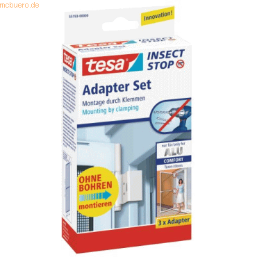 5 x Tesa Comfort-Adapterset für Fliegengitter-Alu-Rahmen weiß